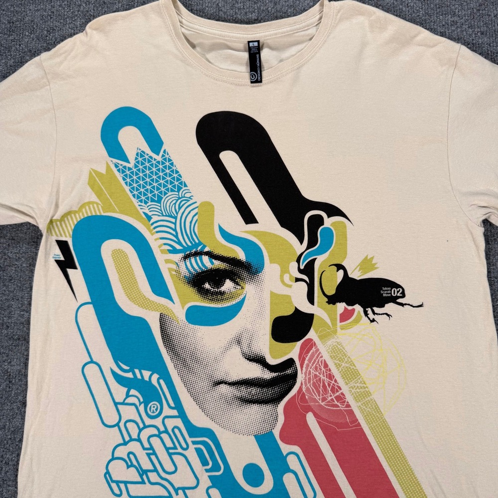 Design By Humans Tekno Scarab Move 02 Graphic T-Shirt Tan Mens Large #4155